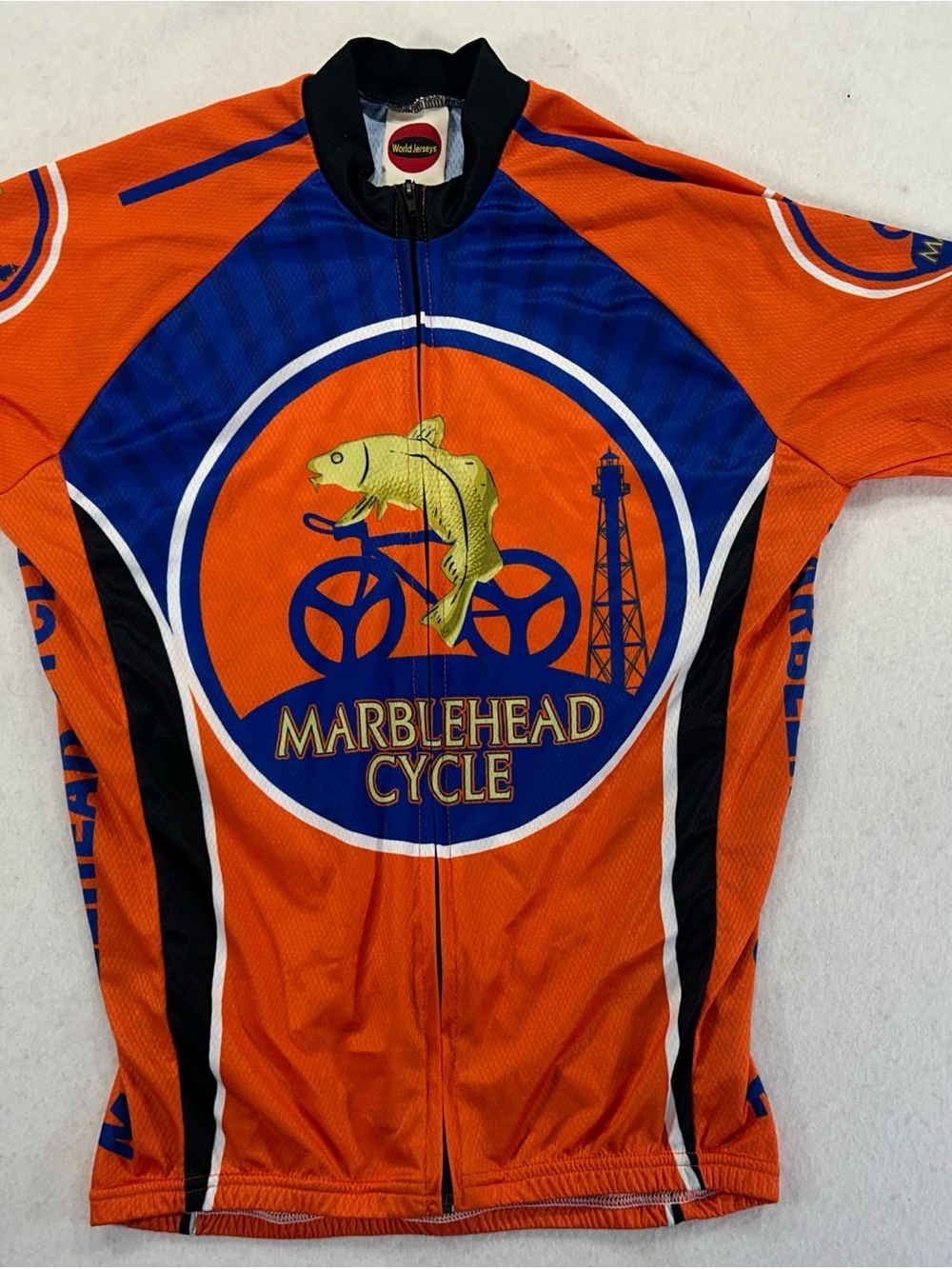 Marblehead Cycle Orange & Blue Short-Sleeve Cycling Jersey